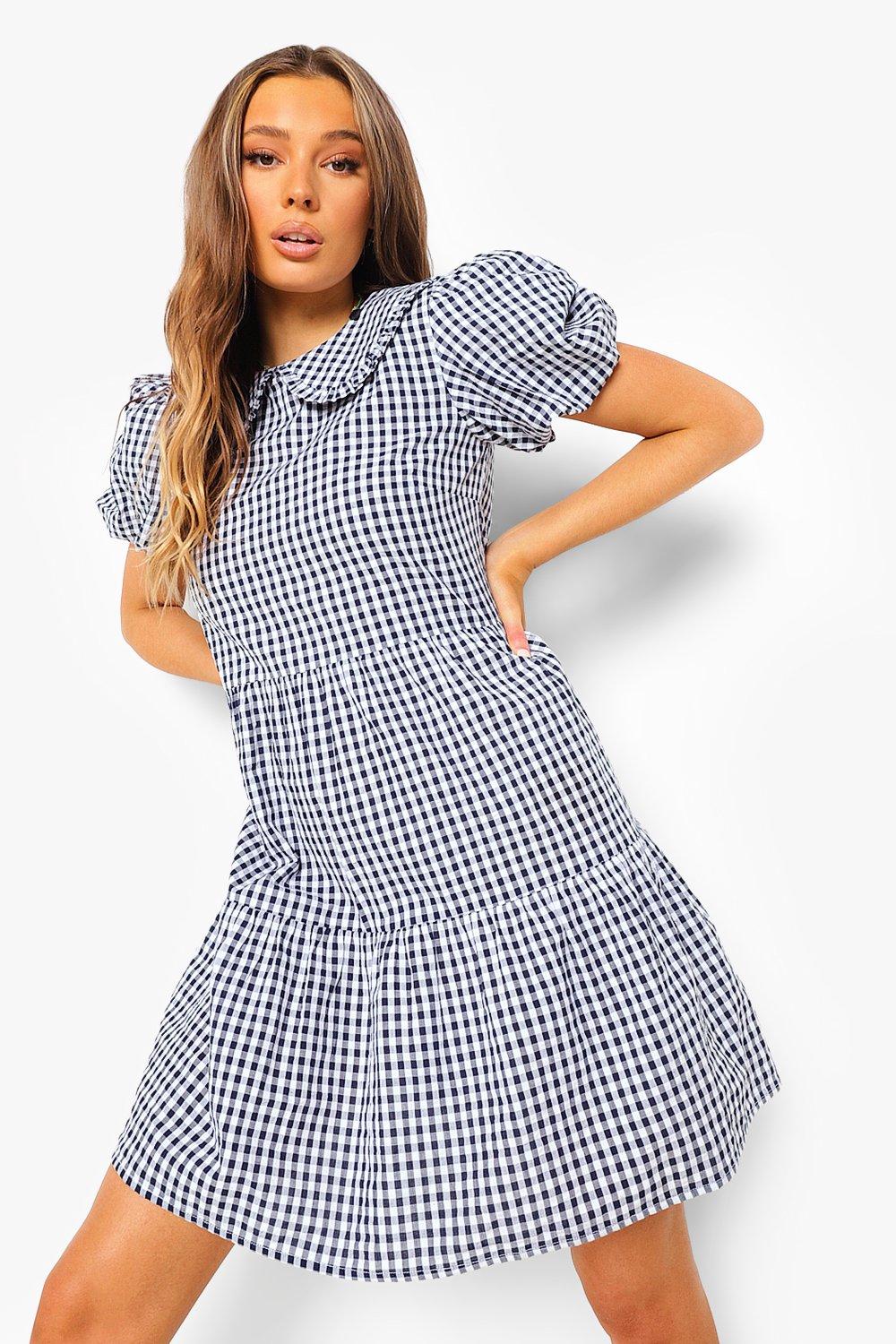 Navy and clearance white gingham dress